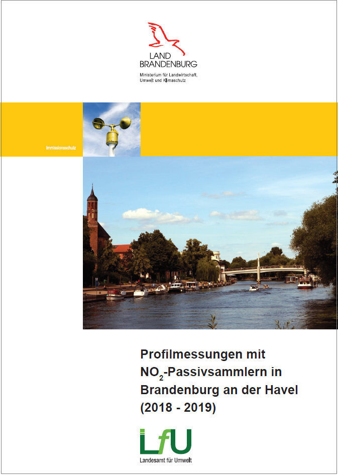 Bild vergrößern (Bild: Titelseite Profilmessungen mit NO2-Passivsammlern in Brandenburg an der Havel (2018-2019))