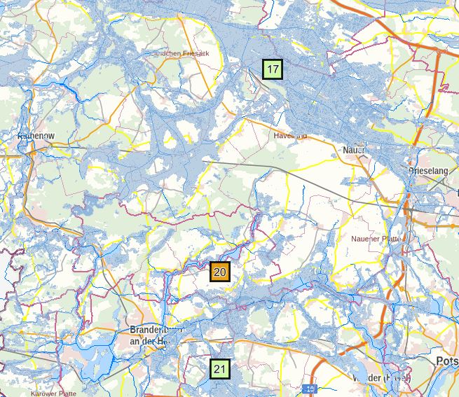 Eine topografische Karte zeigt Bodendaten in unterschiedlichen Farben