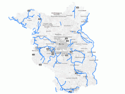 Karte Brandenburgs mit Gewässern mit einem signifikanten Hochwasserrisiko