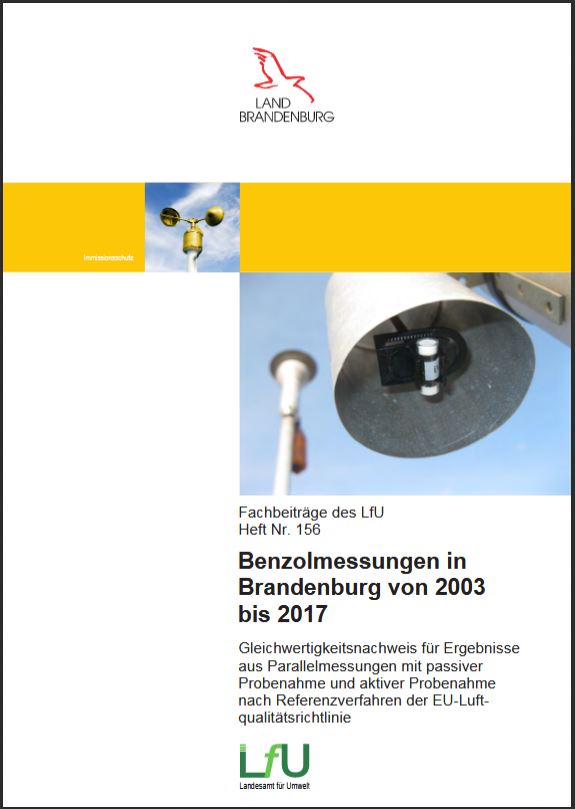 Bild vergrößern (Bild: Titelseite Benzolmessungen in Brandenburg von 2003 bis 2017)