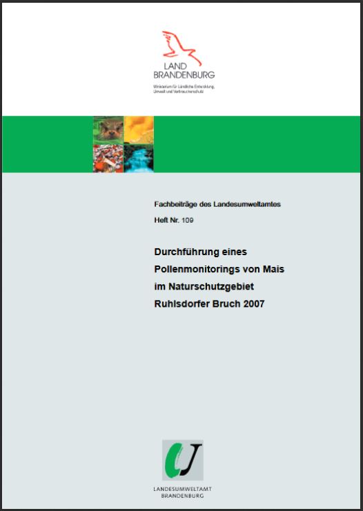 Bild vergrößern (Bild: Titelseite: Durchführung eines Pollenmonitorings von Mais im Naturschutzgebiet Ruhlsdorfer Bruch - Fachbeiträge, Heft 109)