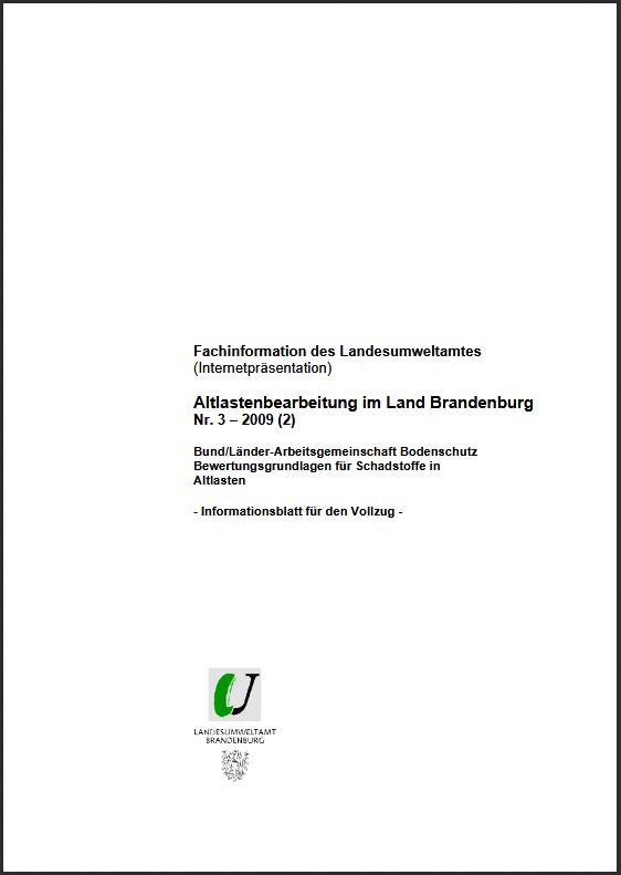 Bild vergrößern (Bild: Titelseite: Bewertungsgrundlagen für Schadstoffe in Altlasten - Fachinformation Altlastenbearbeitung, Nummer 3)