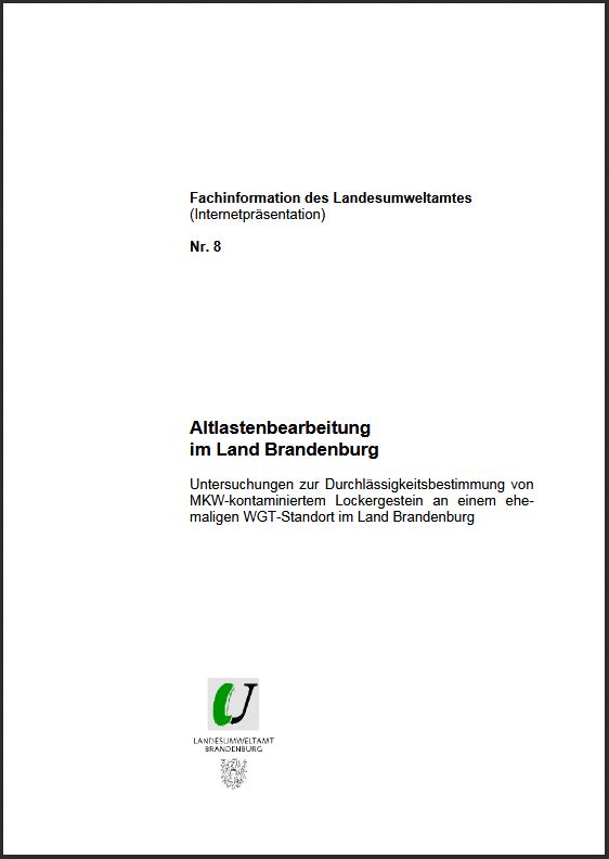 Bild vergrößern (Bild: Titelseite: Mineralölkohlenwasserstoffe im Lockergestein - Fachinformation Altlastenbearbeitung, Nummer 8)