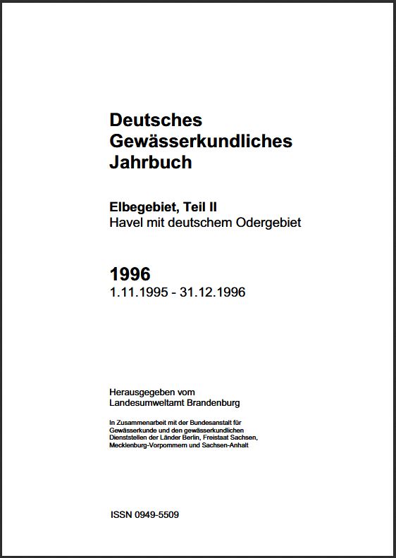 Bild vergrößern (Bild: Titelseite: Deutsches Gewässerkundliches Jahrbuch 1996)