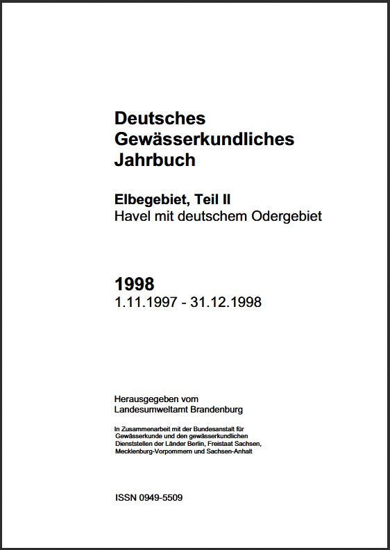 Bild vergrößern (Bild: Titelseite: Deutsches Gewässerkundliches Jahrbuch 1998)