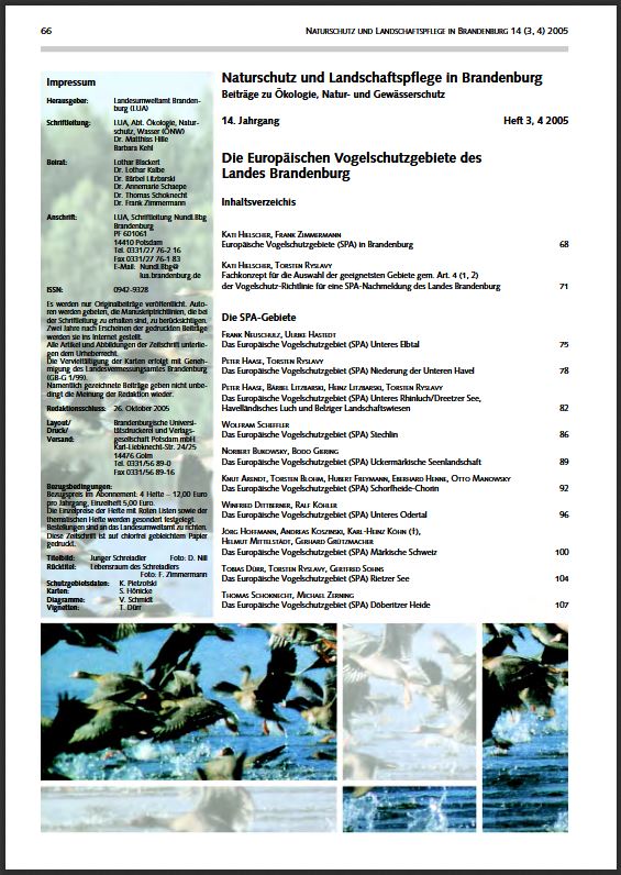 Bild vergrößern (Bild: Titelseite der Zeitschrift: Naturschutz und Landschaftspflege in Brandenburg Heft 3,4 - 2005)