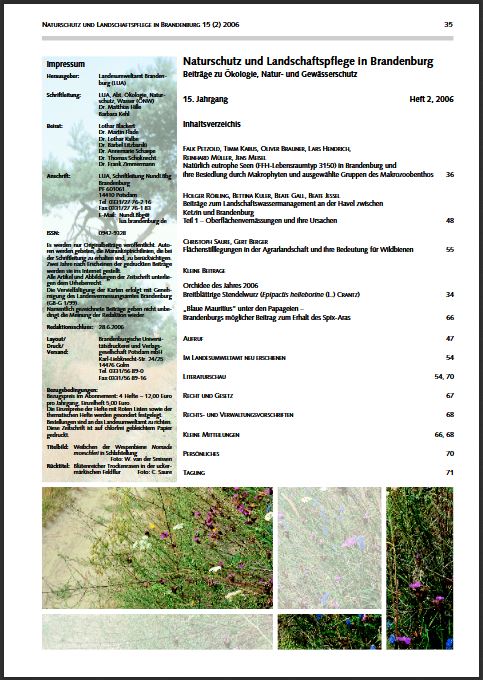 Bild vergrößern (Bild: Titelseite der Zeitschrift: Naturschutz und Landschaftspflege in Brandenburg Heft 2 - 2006)