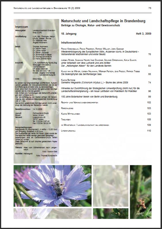 Bild vergrößern (Bild: Titelseite der Zeitschrift: Naturschutz und Landschaftspflege in Brandenburg Heft 3 - 2009)