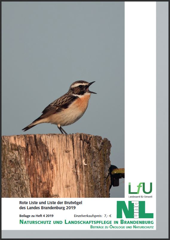 Bild vergrößern (Bild: Titelseite der Zeitschrift Naturschutz und Landschaftspflege in Brandenburg Heft 4, 2019 Beilage Rote Liste der Brutvögel )