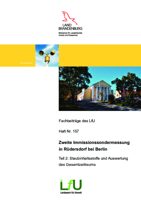 Bild vergrößern (Bild: Zweite Immissionssondermessung in Rüdersdorf bei Berlin, Teil 2: Staubinhaltsstoffe und Auswertung des Gesamtzeitraums)